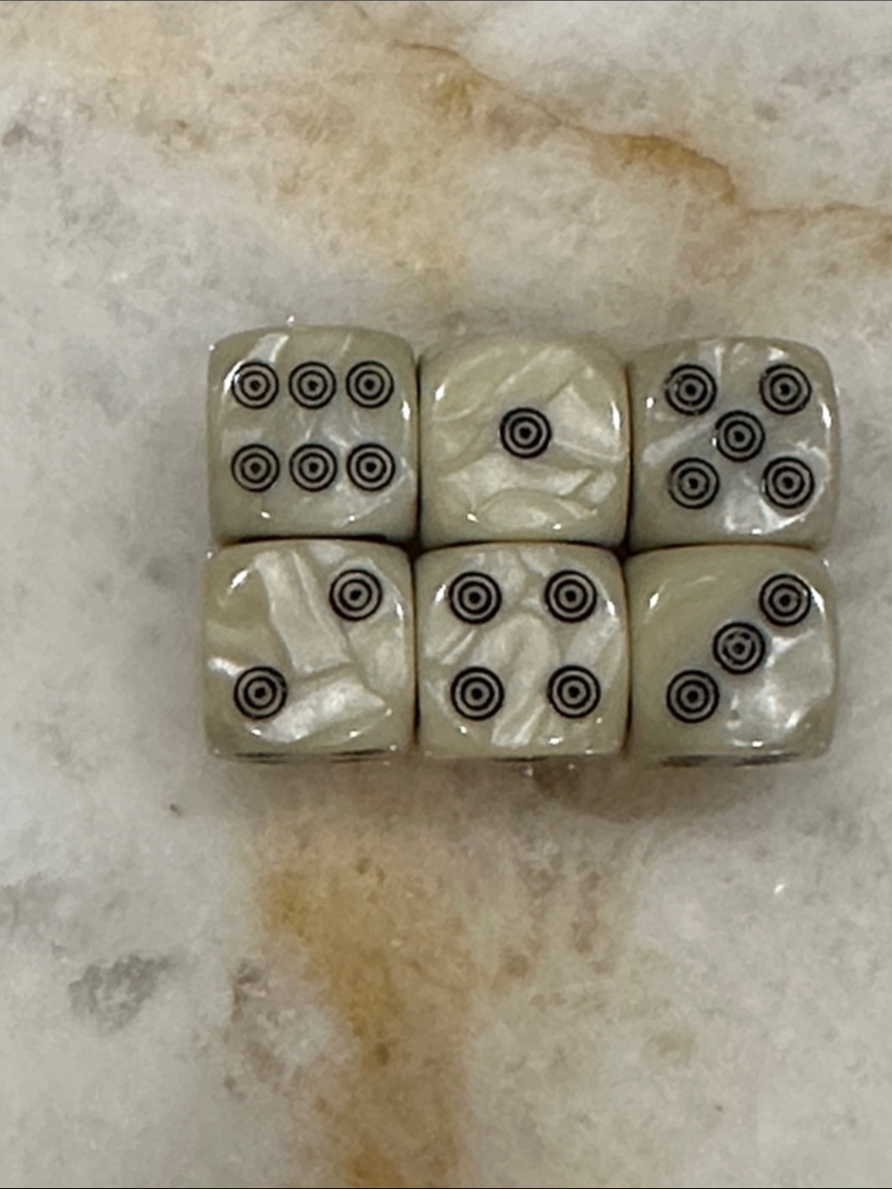 Pearlescent Ivory Game Dice Set of 6 - Home Accents